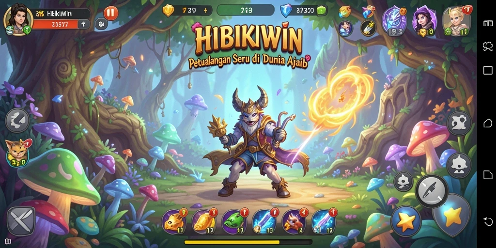 Tampilan gameplay HIBIKIWIN yang menakjubkan dengan misi petualangan seru.
