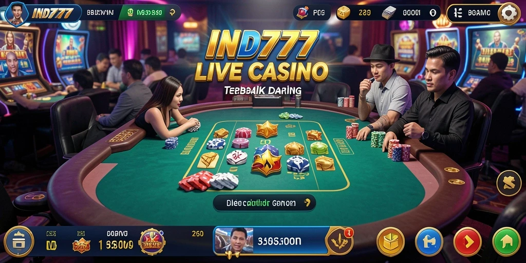 Screenshot gameplay IND777 menampilkan dealer langsung di dalam permainan kasino.