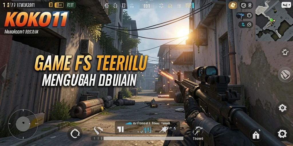 Screenshot KOKO11 menampilkan aksi tembak-menembak yang seru di medan perang.