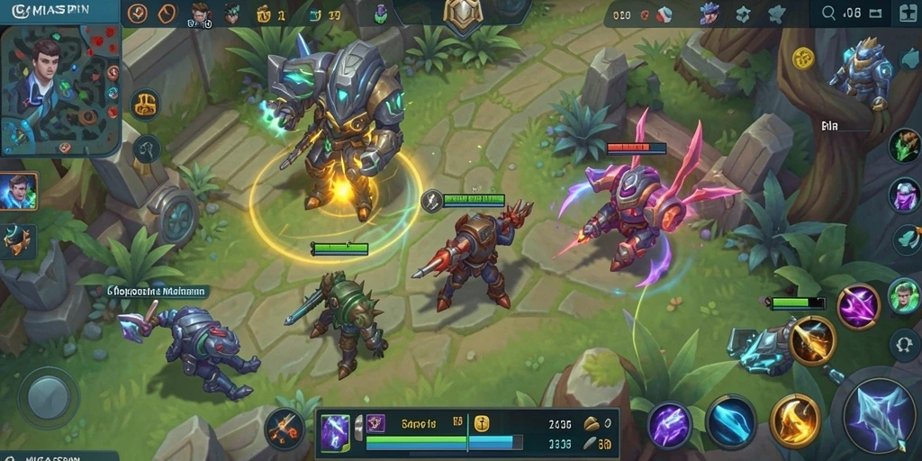 Tampilan gameplay MOBA yang menegangkan di MIGASPIN.