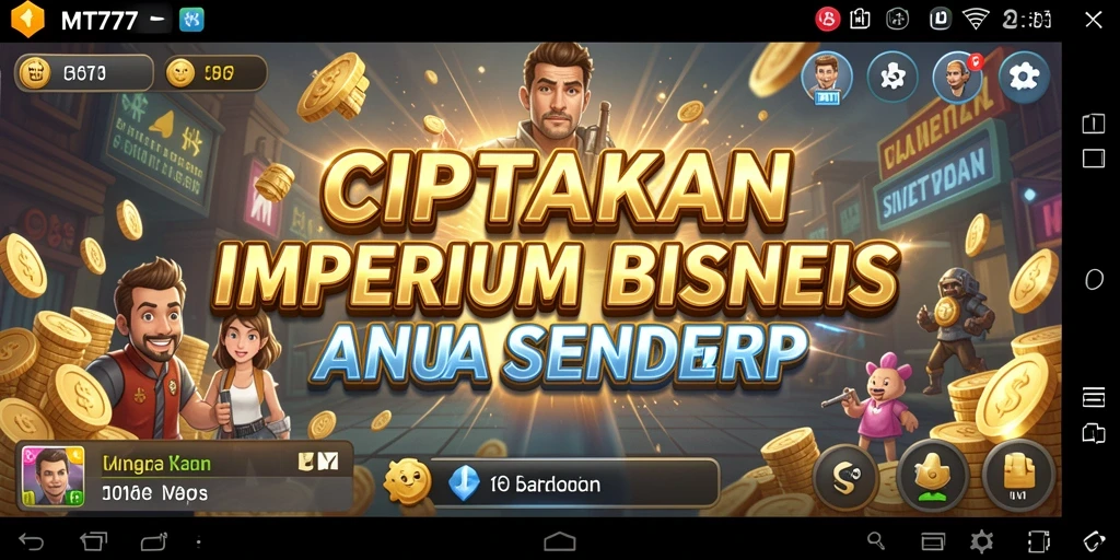 Screenshot gameplay MT777 menunjukkan strategi bisnis yang seru.