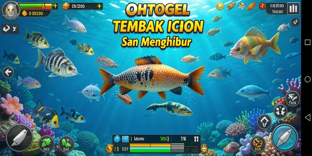 Gameplay seru OHTOGEL saat menembak ikan di lautan.