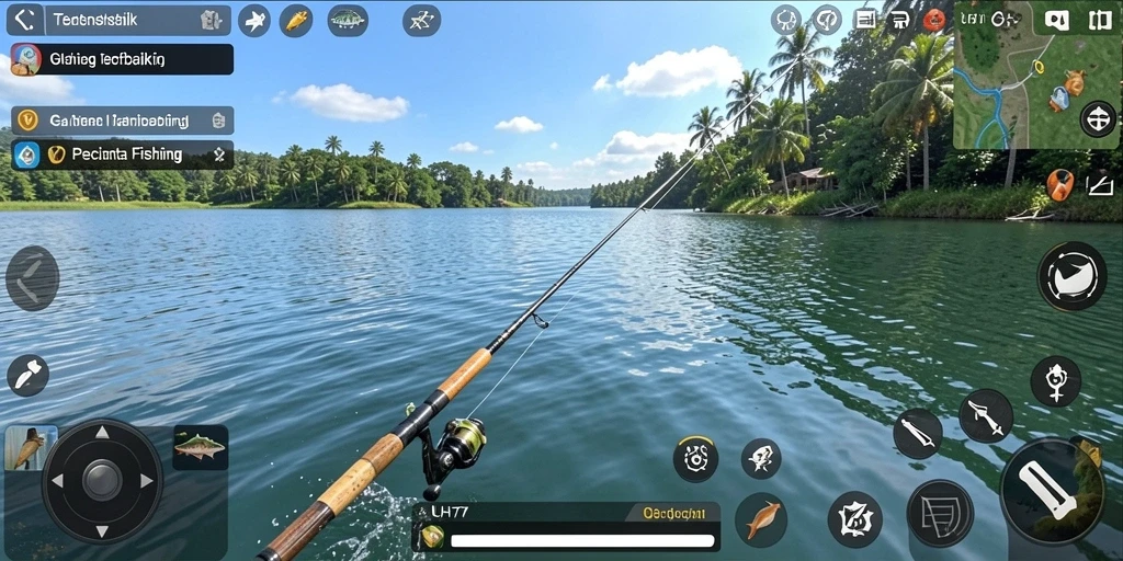 Screenshot UH77 menunjukkan aksi memancing yang seru dan realistis.